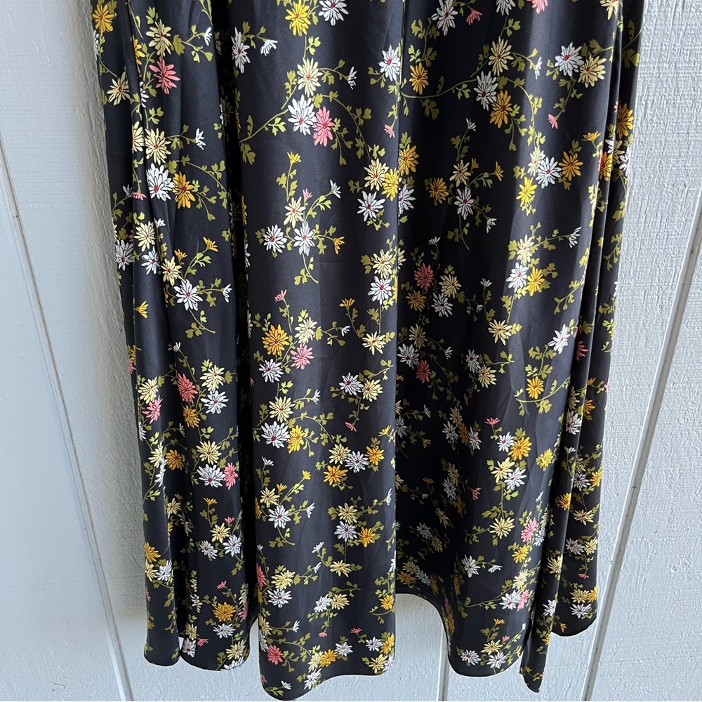 Cinq à Sept Jacey Floating Daisies Shirtdress High Low in Black Multi Size 8 - Picture 10 of 12